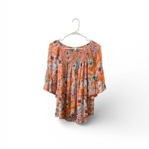 Floral Orange Women's Top Size Small